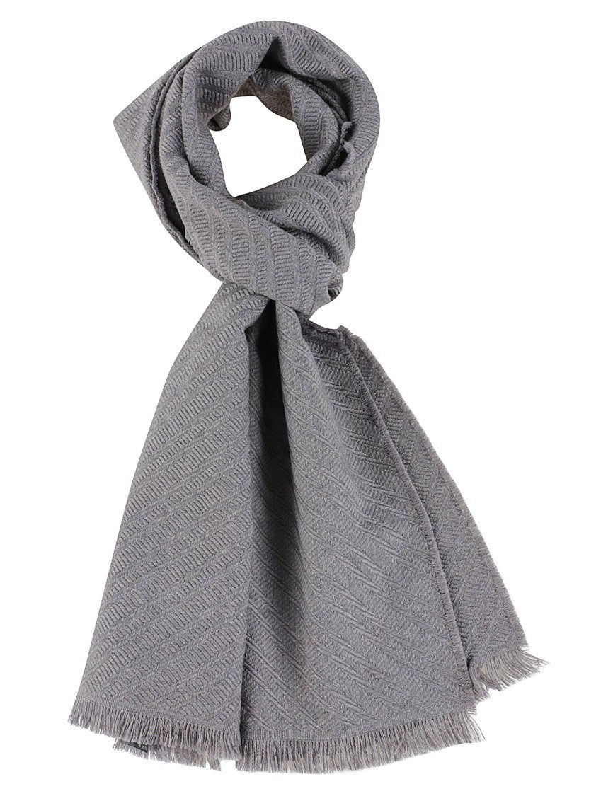 Emporio Armani Herringbone Pattern Virgin Wool Scarf