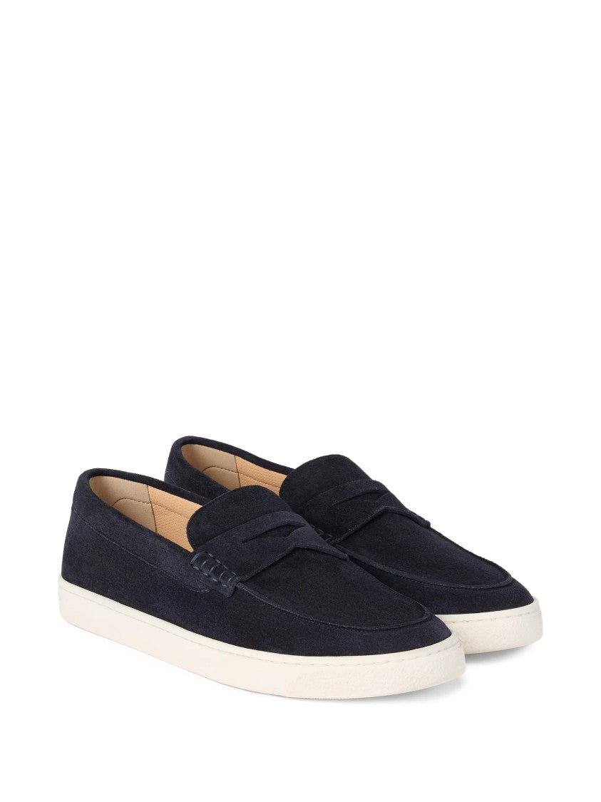 Brunello Cucinelli Suede Penny Strap Rubber Sole Loafers