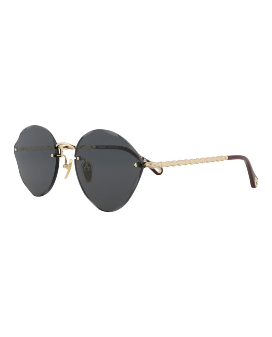 Chloé Cat Eye-Frame Metal Sunglasses With Wavy Gold-Tone Temples