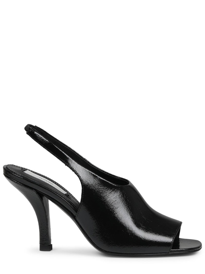 Totême Contour Glossy Leather Slingback Sandals