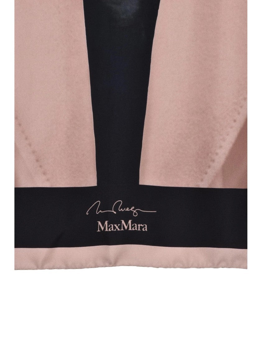 Max Mara Beige/Black Silk Printed Scarf