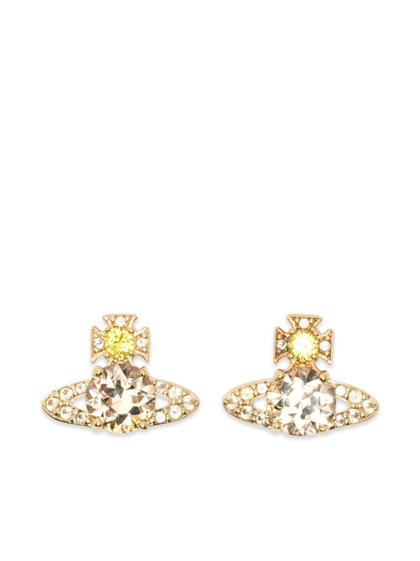 Vivienne Westwood Gold-Tone Yellow Orb Crystal Stud Earrings