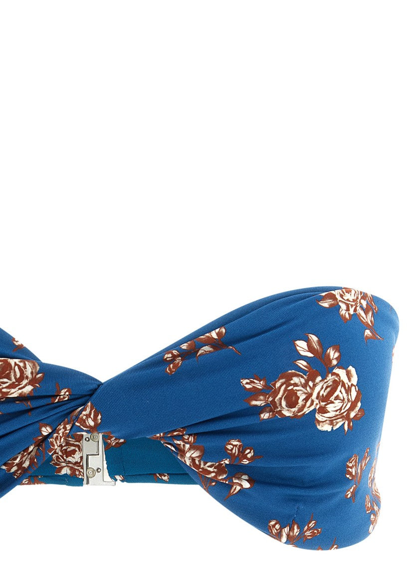 Magda Butrym Floral Print Off-The-Shoulder Bikini Top With Twisted Detail