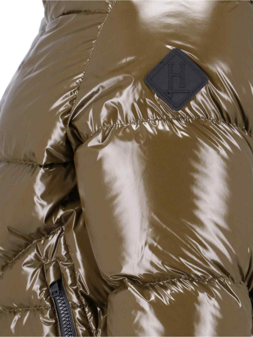 Herno Quilted Hooded Down Jacket With Logo Patch