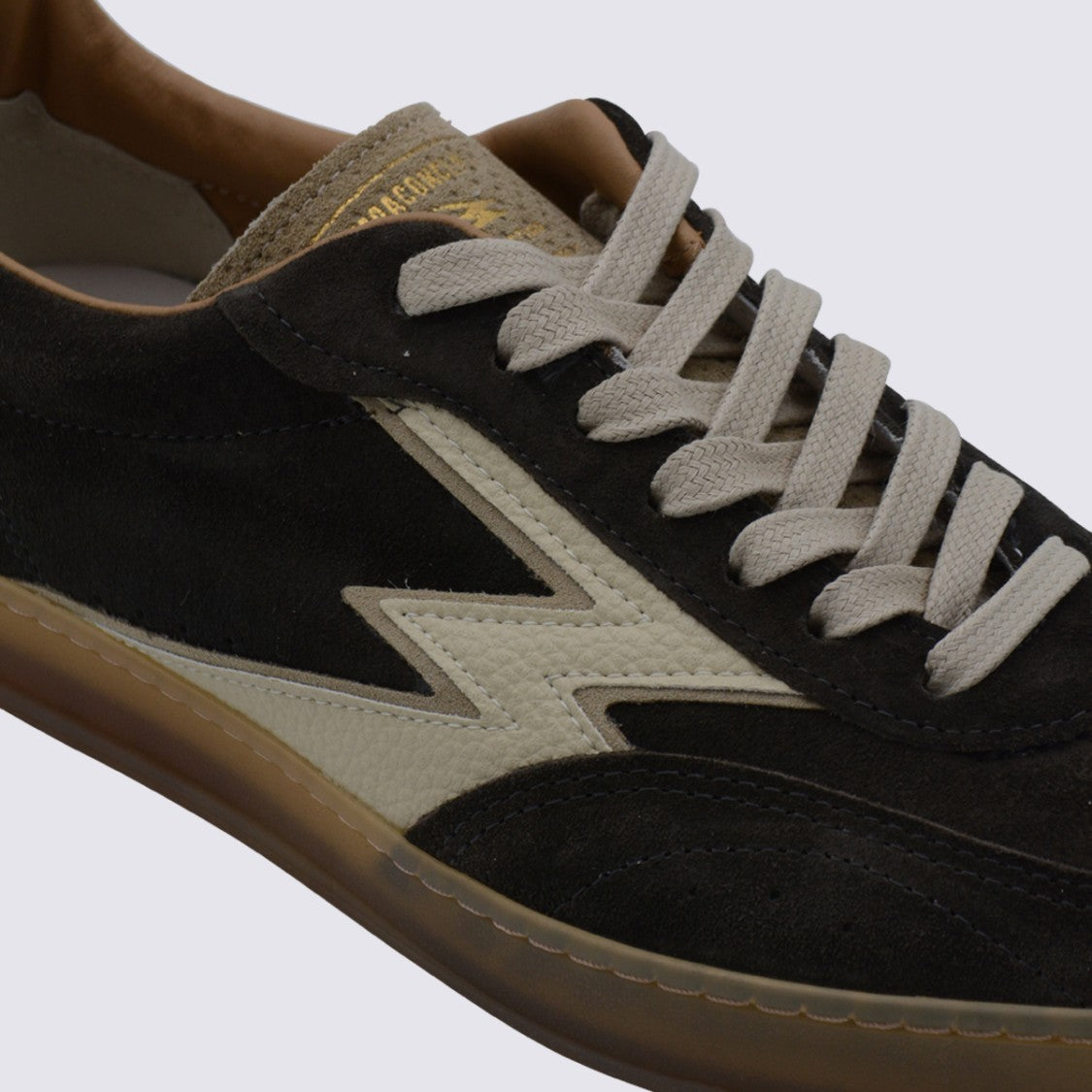 Moaconcept Dark Brown Sneakers From Moaconcept Featuring Round Toe, Laces Fastening, Lateral Logo Print, Contrasting Heel And Flat Rubber Sole.