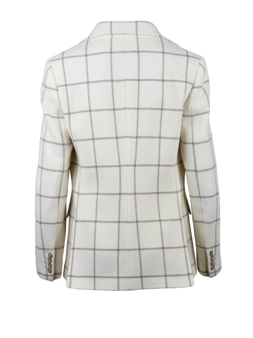 Crida Structured Fitted Jacket With Classic Lapel And Windowpane Check