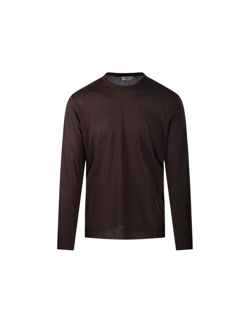 Altea Dark Earth Tone Lyocell-Blend Long-Sleeve T-Shirt