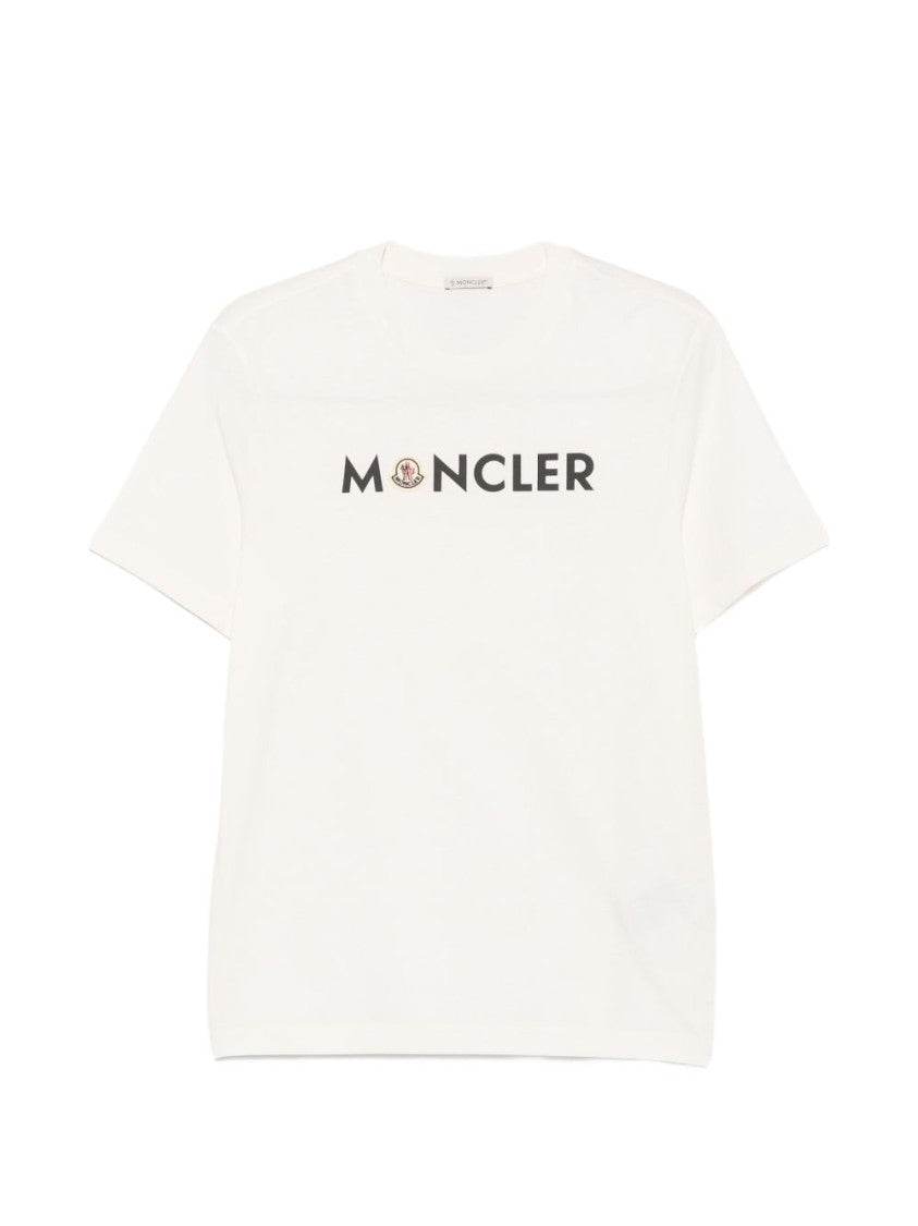Moncler Short-Sleeve White T-Shirt With Bold Logo