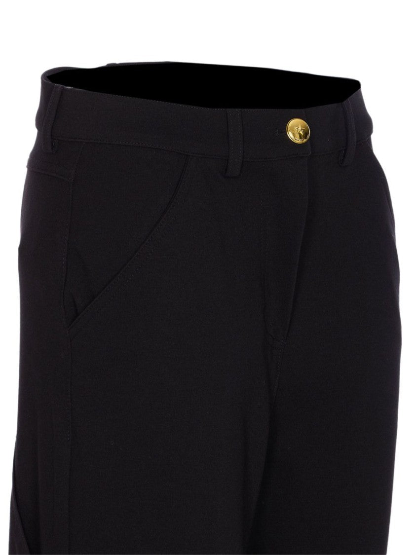 Pinko Tailored Black Trousers With Gold-Tone Button Detail