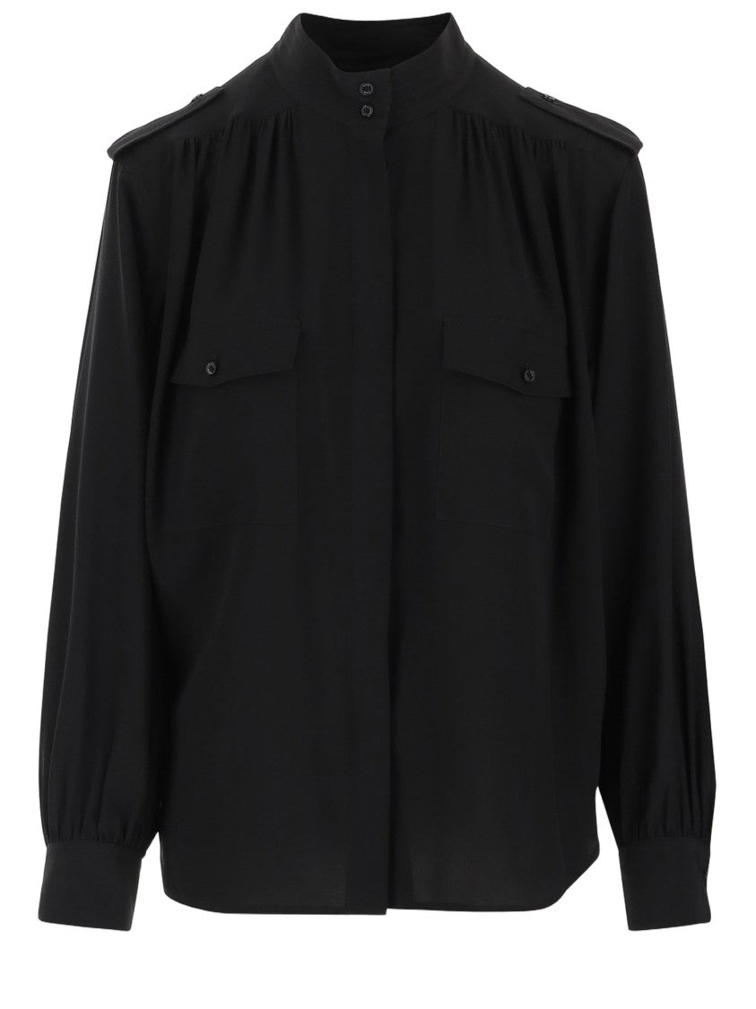 Chloé Pleated Silk Crepe Shirt