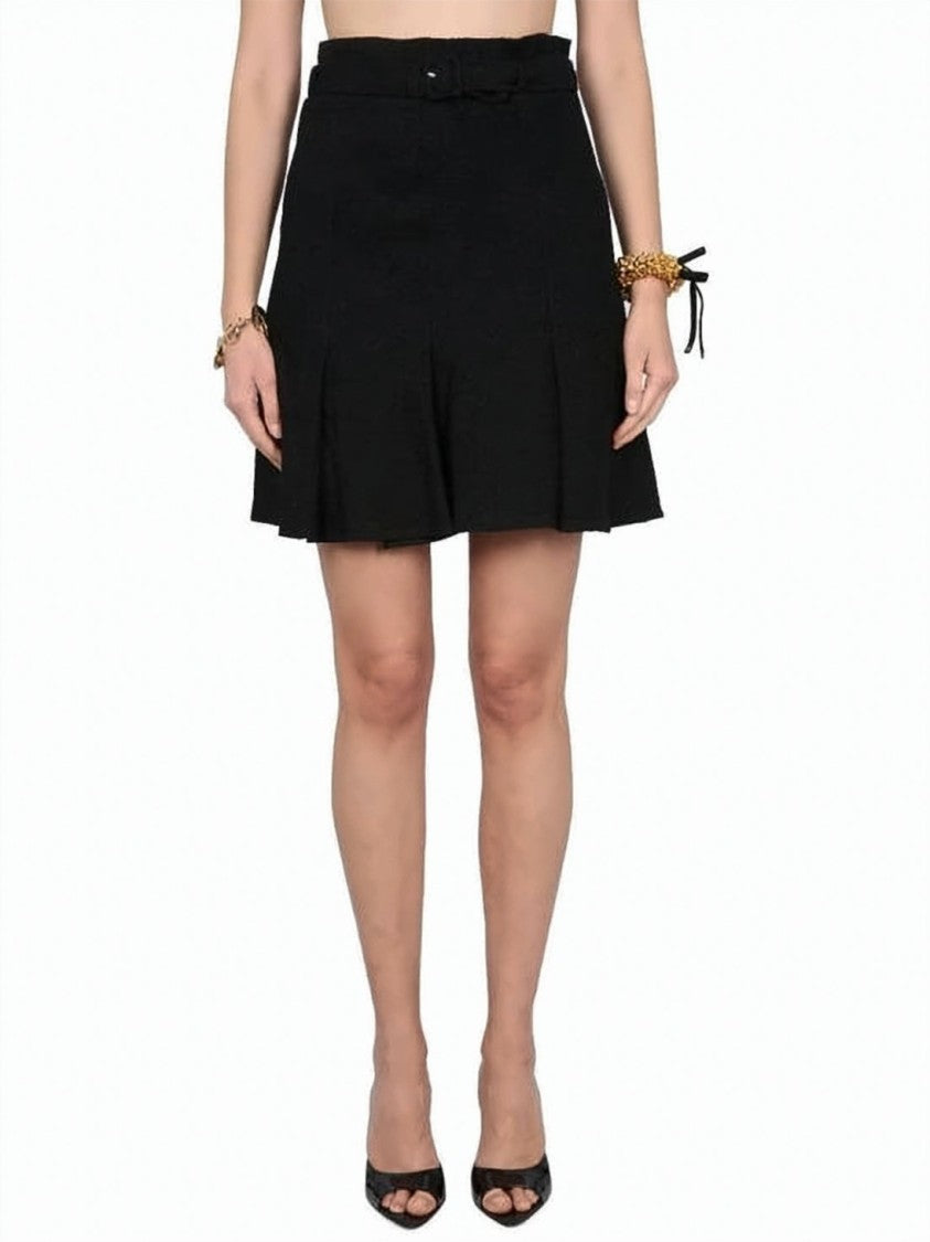 Patou Flared Mini Skirt With Pleated Design