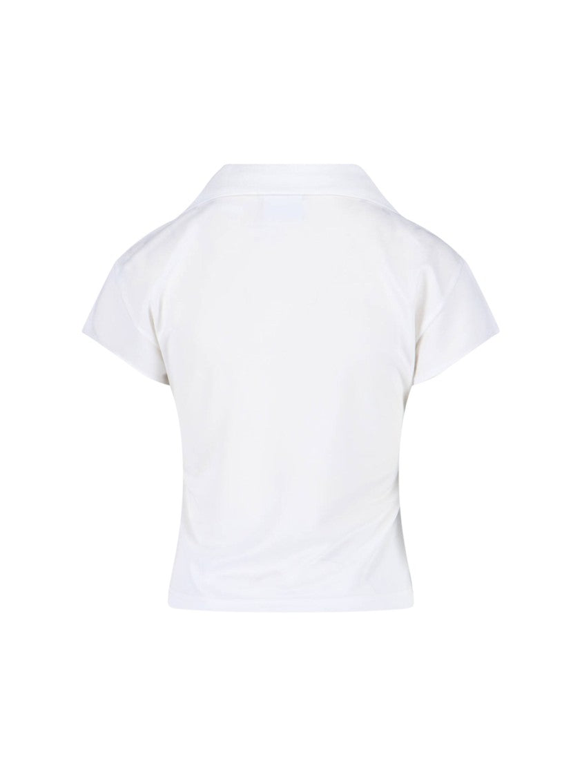 Courrèges Logo V-Neck Polo Shirt – White