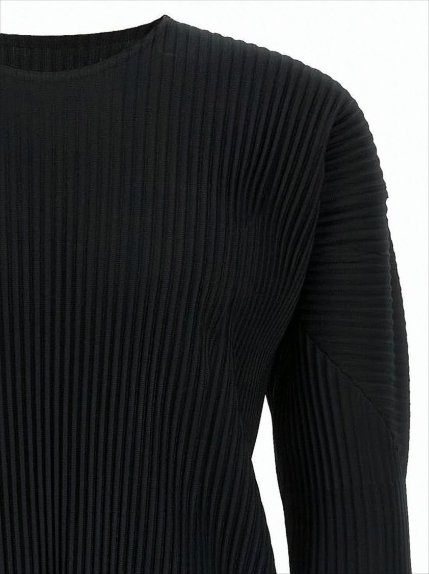Homme Plissé Issey Miyake Vertical Pleated Long-Sleeve T-Shirt With Sculptural Textures