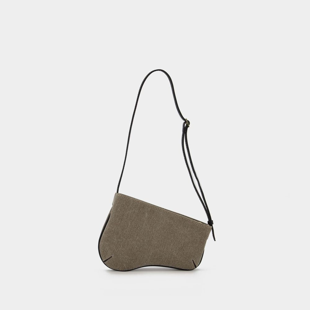 Manu Atelier Mini Curve Hobo Bag - Grey/Black - Denim