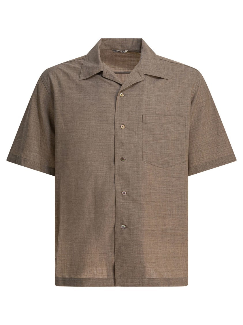 Auralee Tropical Wool Shirt With Classic Collar