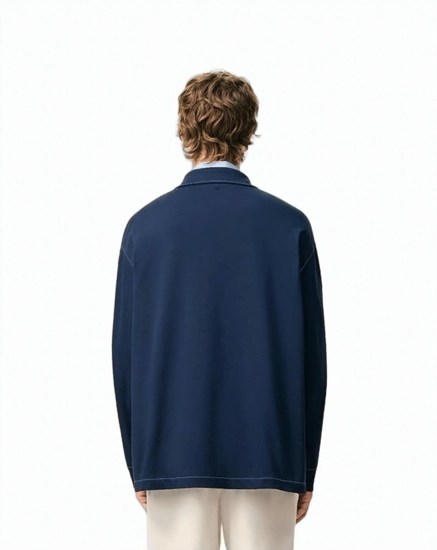 Ami Paris Long-Sleeve Cotton Polo With Embroidered Heart Detail
