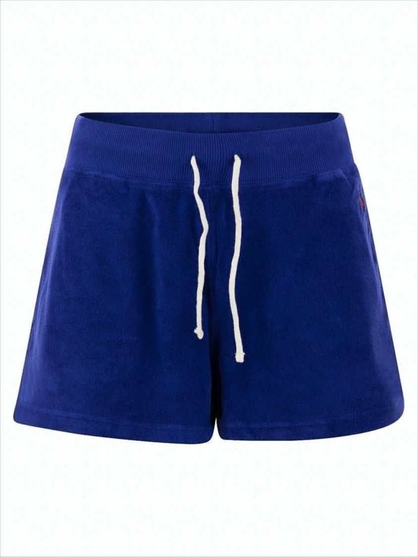Polo Ralph Lauren Soft Blue Plush Shorts With Ribbed Waistband