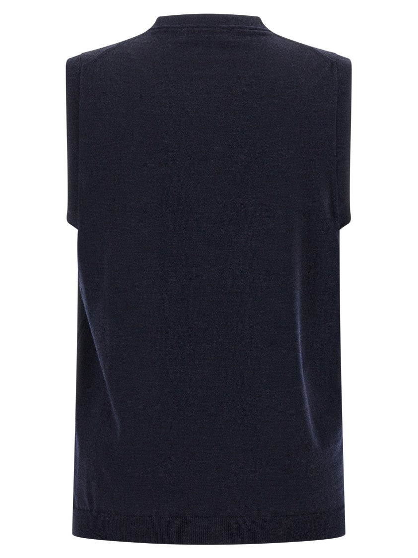 Zanone Flexwool V-Neck Vest With Front Button Closure