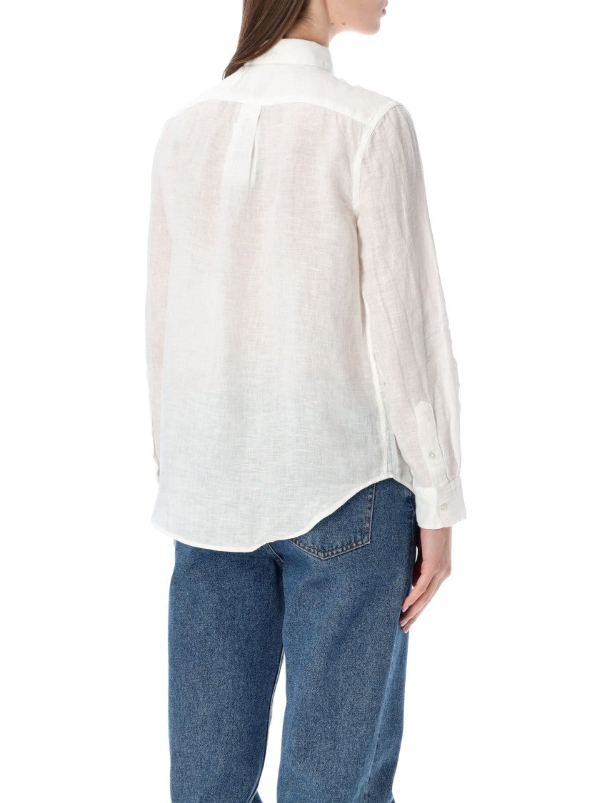 Polo Ralph Lauren Classic Point Collar Linen Shirt With Embroidered Logo