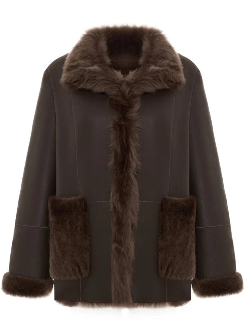 Bigardini Shearling Jacket With Plush Texture And Wide Collar