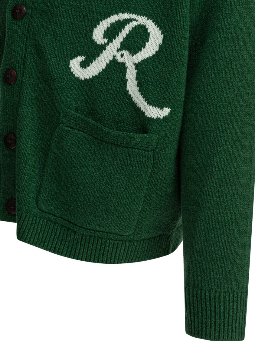 Polo Ralph Lauren Deep Green Cardigan With V-Neckline And Signature Details