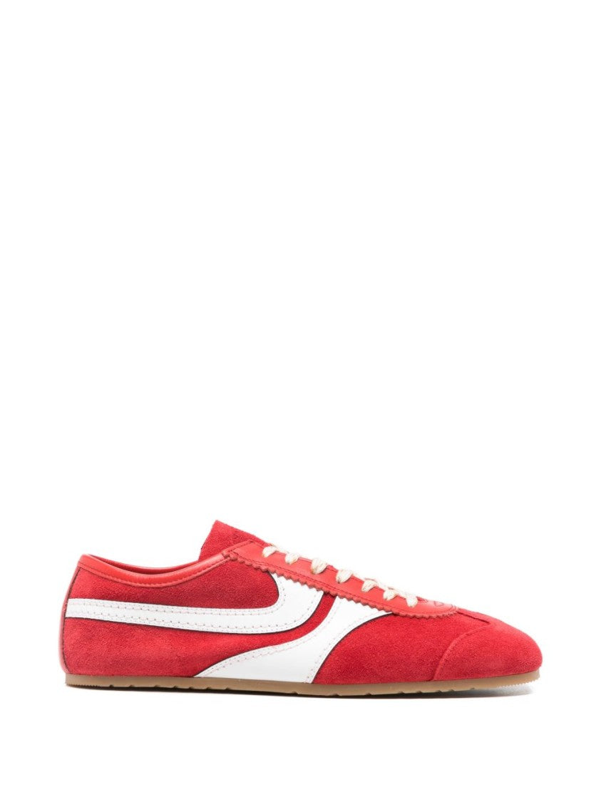 Dries Van Noten Low Profile Red Suede Sneakers