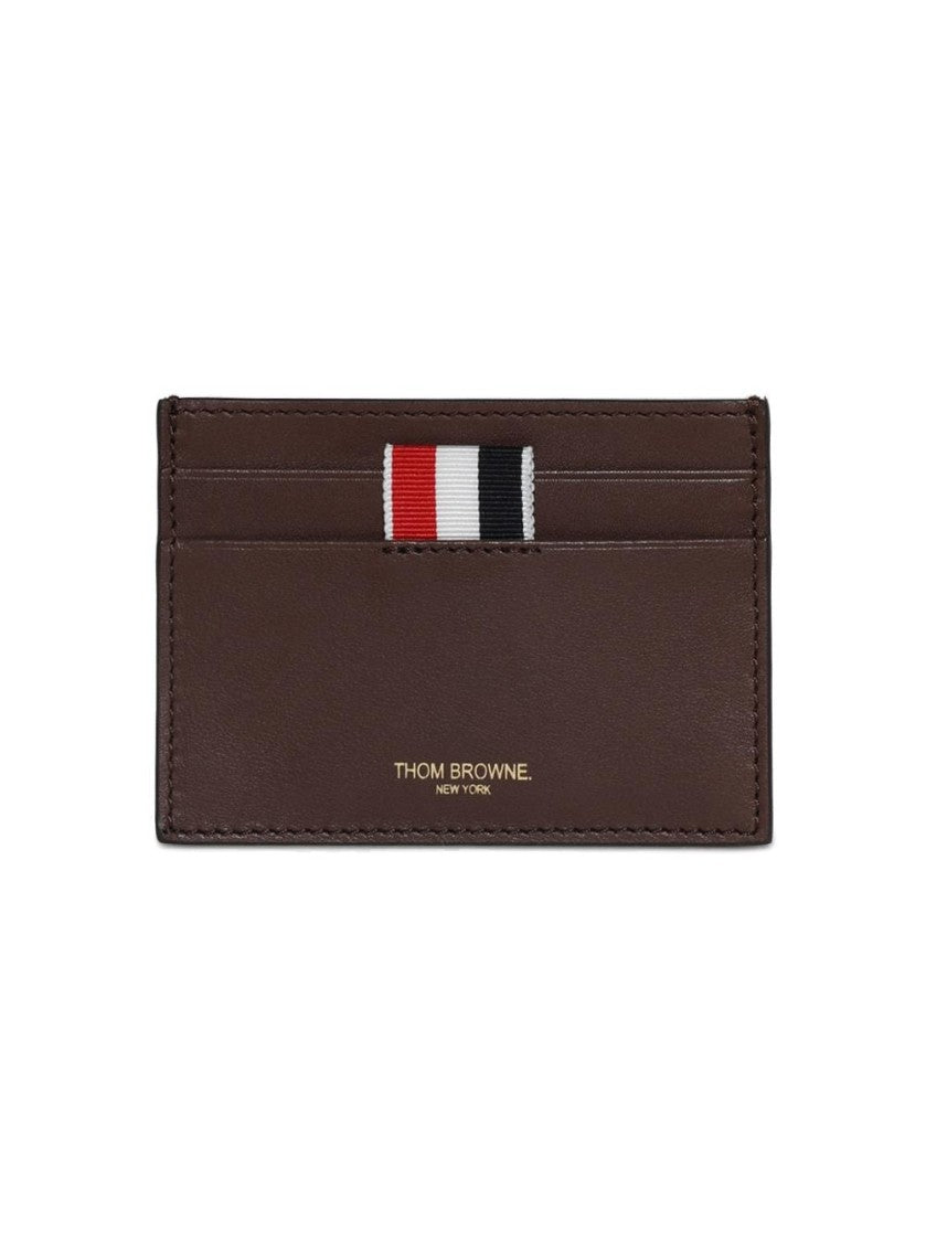Thom Browne Soft Calf Leather Single Card Holder Dark Brown