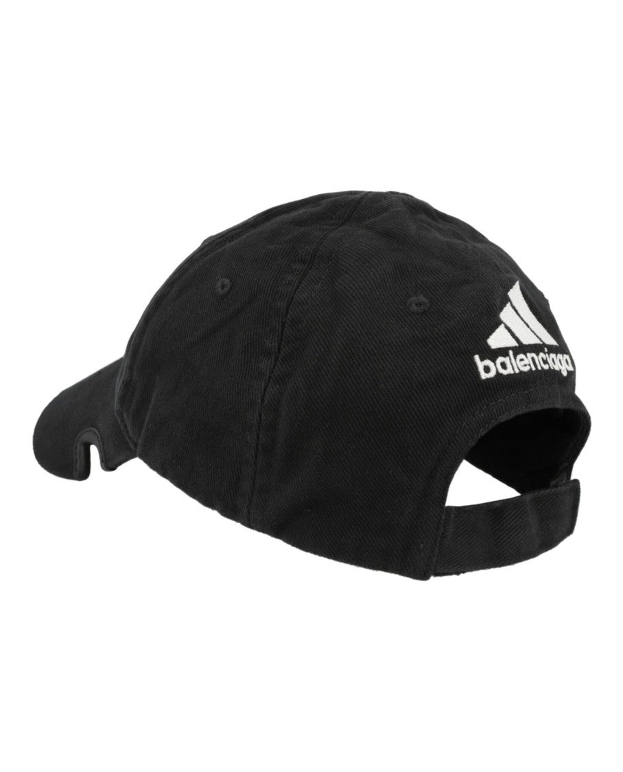 Balenciaga Black Cap With Cutout Brim And Adjustable Closure