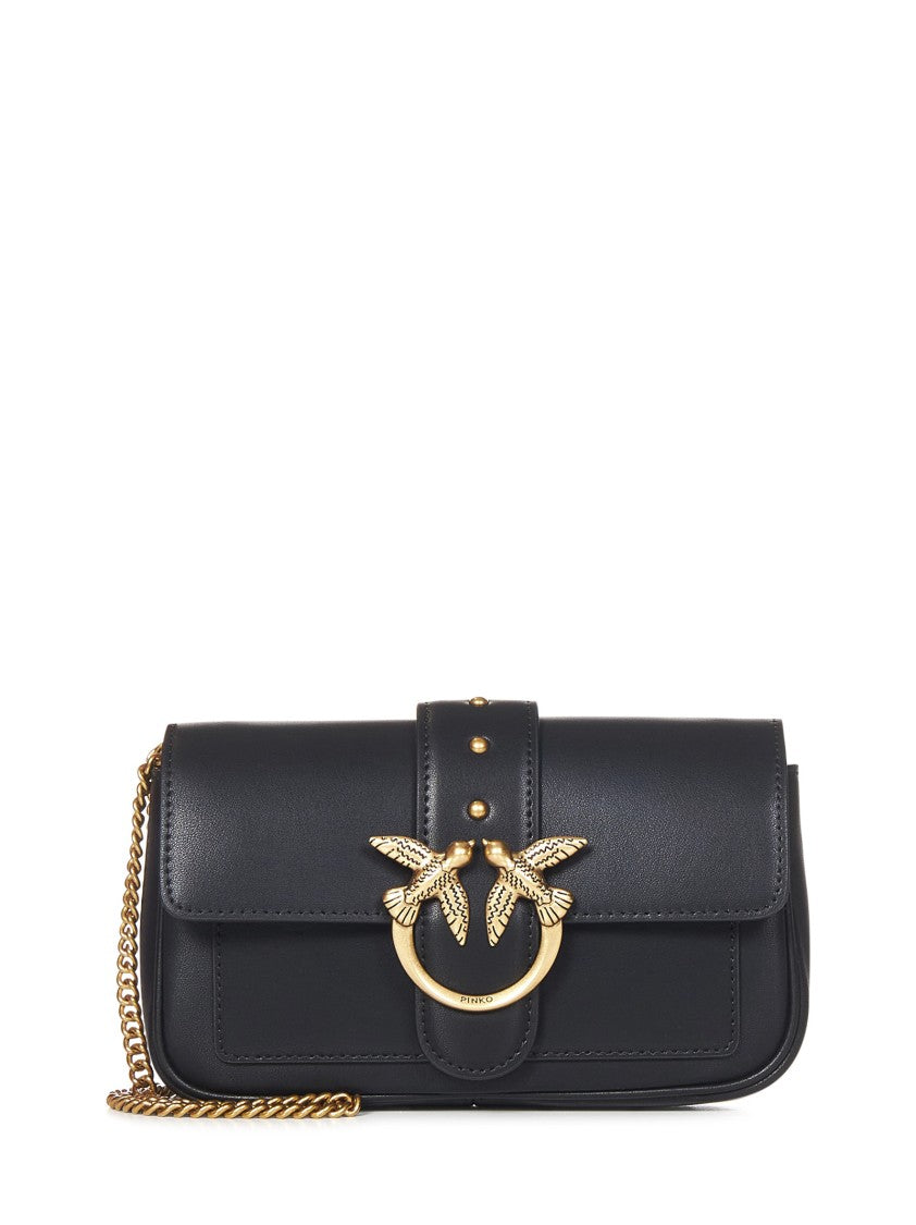 Pinko Black Silky Leather Shoulder Bag