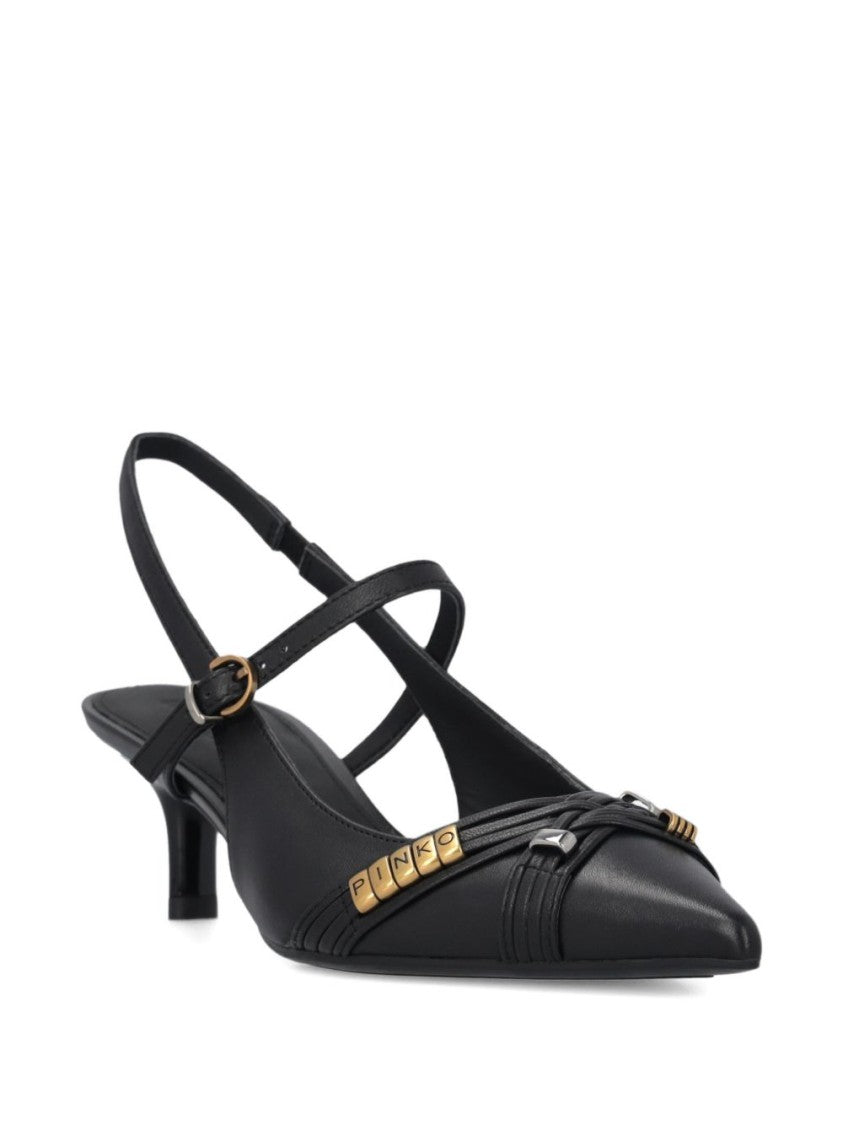 Pinko Black Gold-Tone Point Toe Pumps