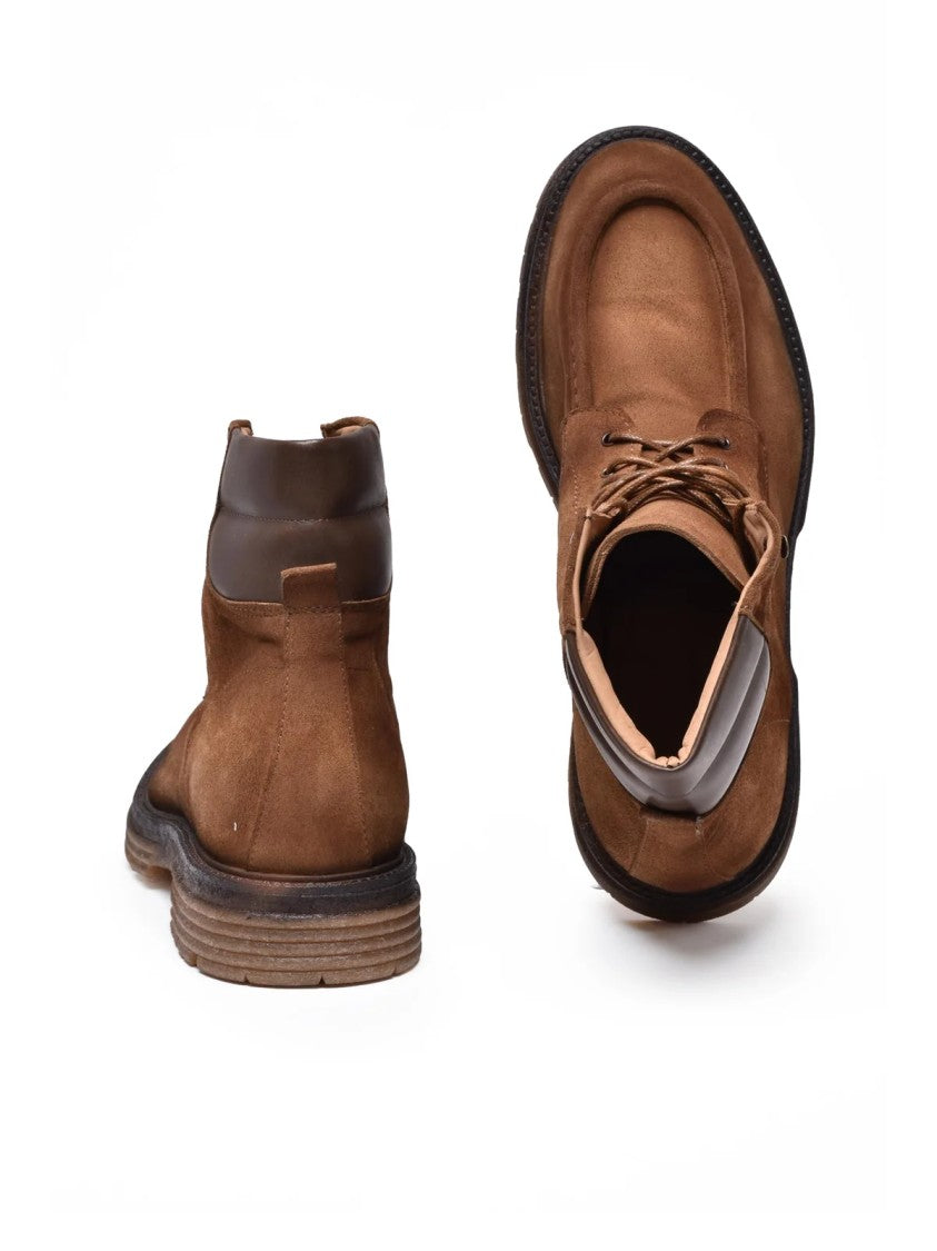 Paolo Pecora Brown Suede Lace-Up Ankle Boots