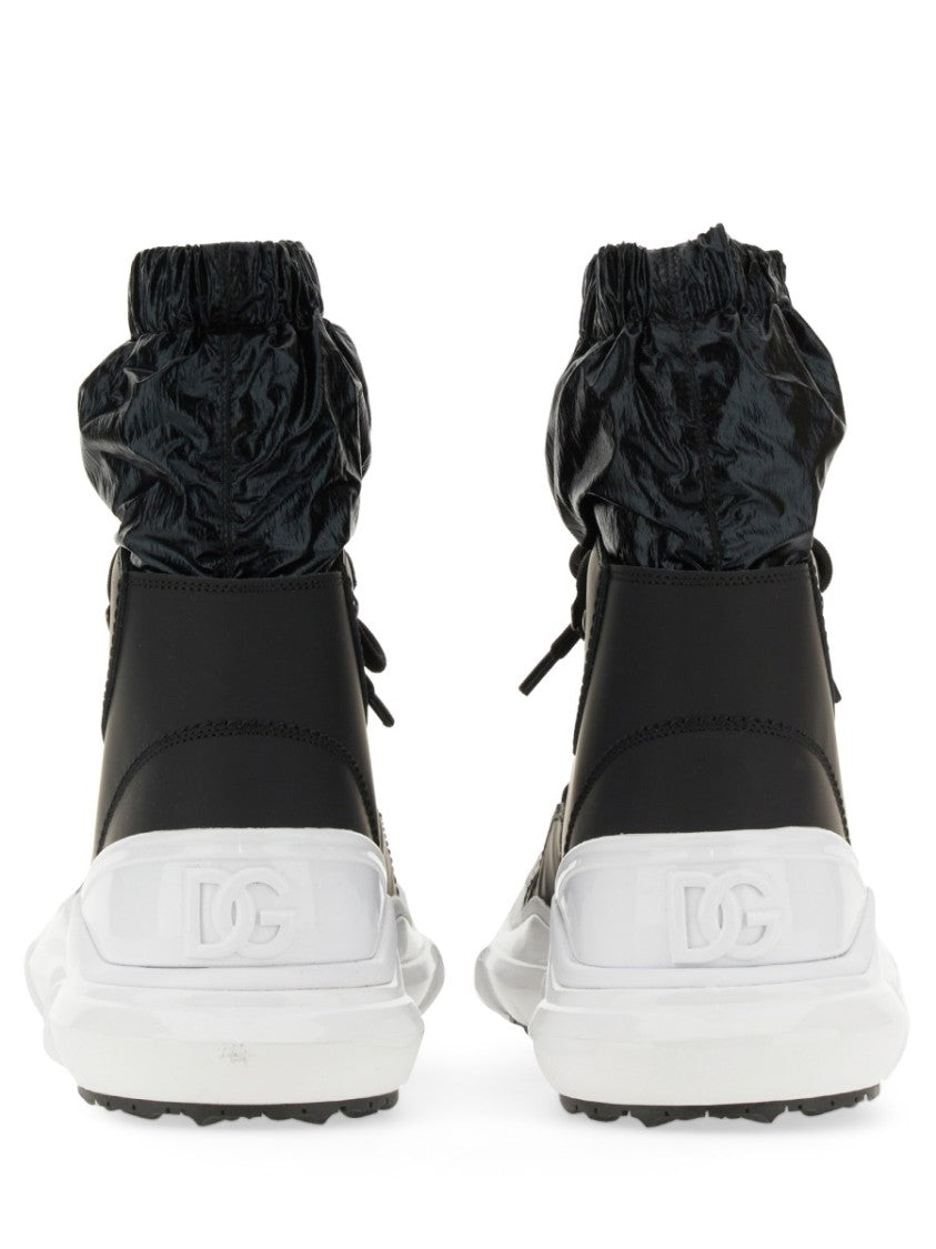 Dolce & Gabbana Lace-Up Boots With Glossy Ankle Collar
