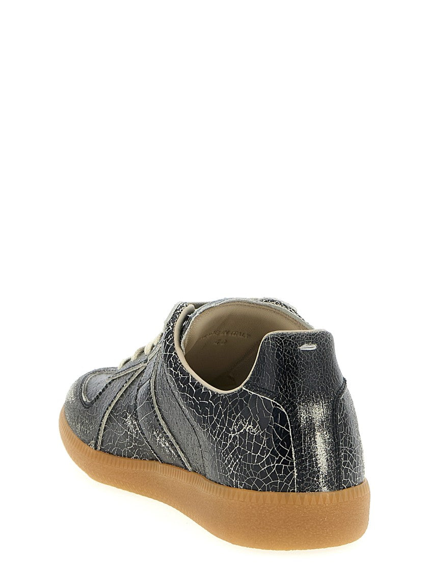 Maison Margiela Low-Top Sneakers In Craquelé Calfskin Leather
