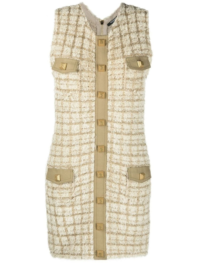 Balmain Mini Dress With Textured Tweed Fabric