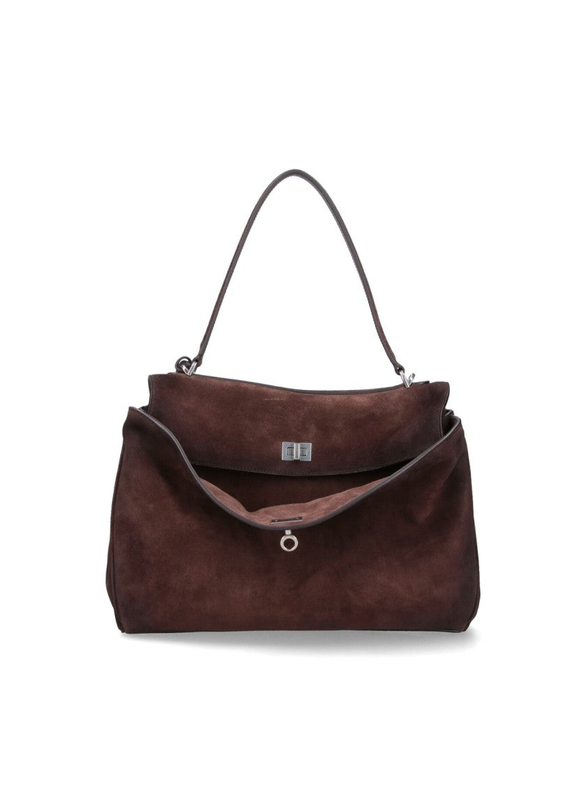 Balenciaga Medium Brown Calf Suede Handbag With Removable Strap