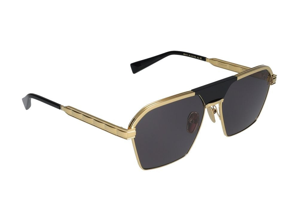 Balmain Geometric Acetate Sunglasses With Gold-Tone Metal Accents