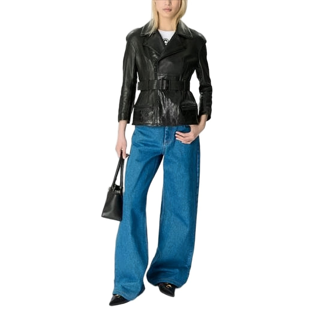 Marine Serre Wide-Leg Denim Trousers With High Waist