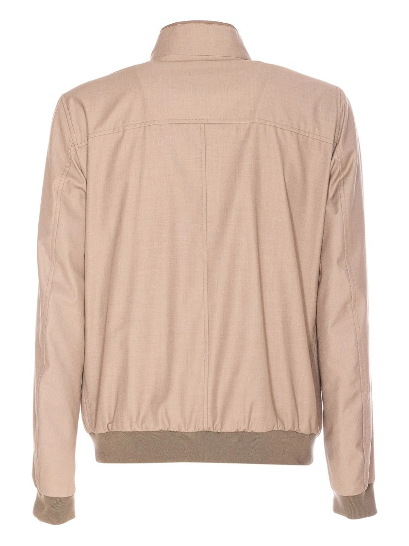 Moorer Neutral Structured Casual Jacket With High Collar