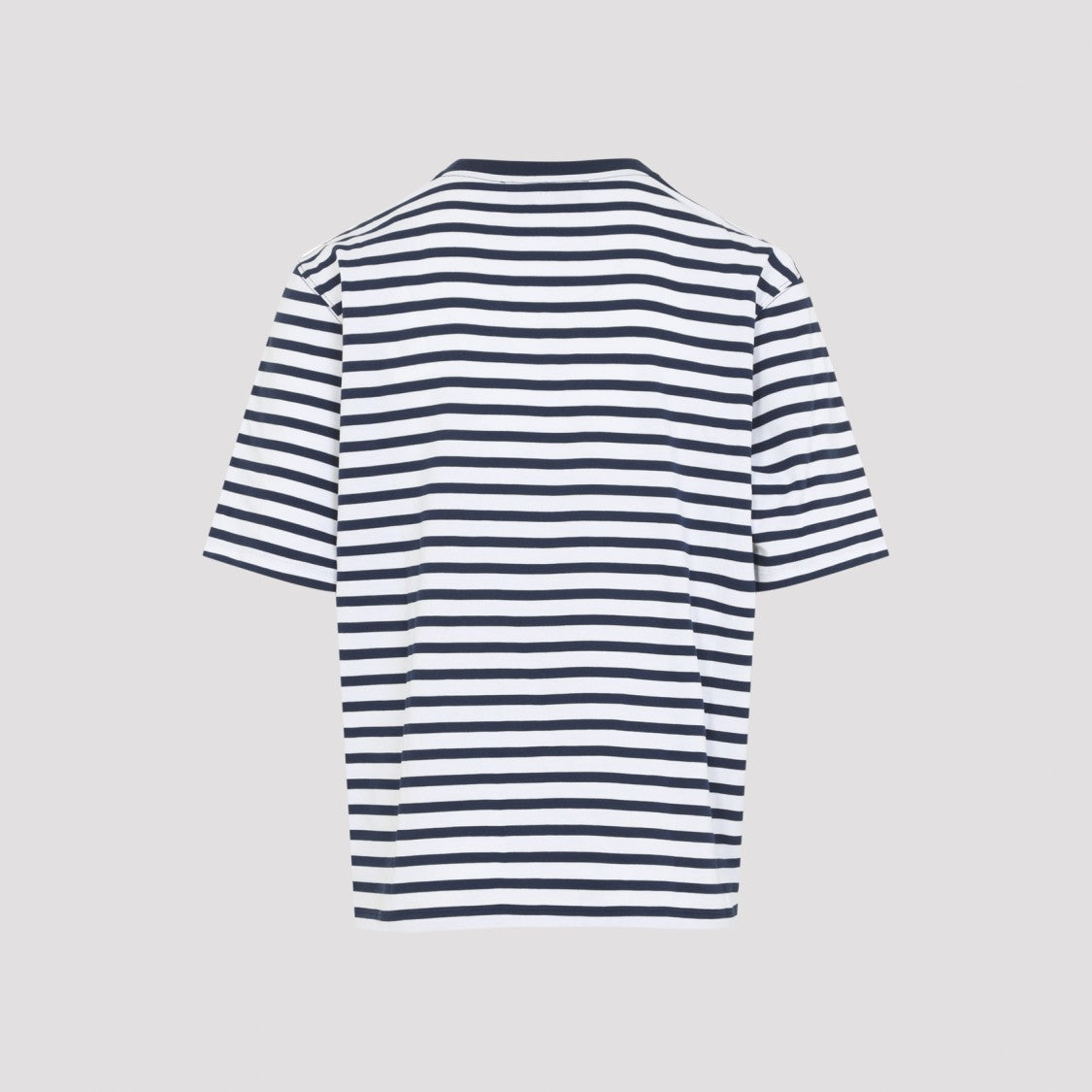 Ami Paris Classic White T-Shirt With Navy Stripe Detail