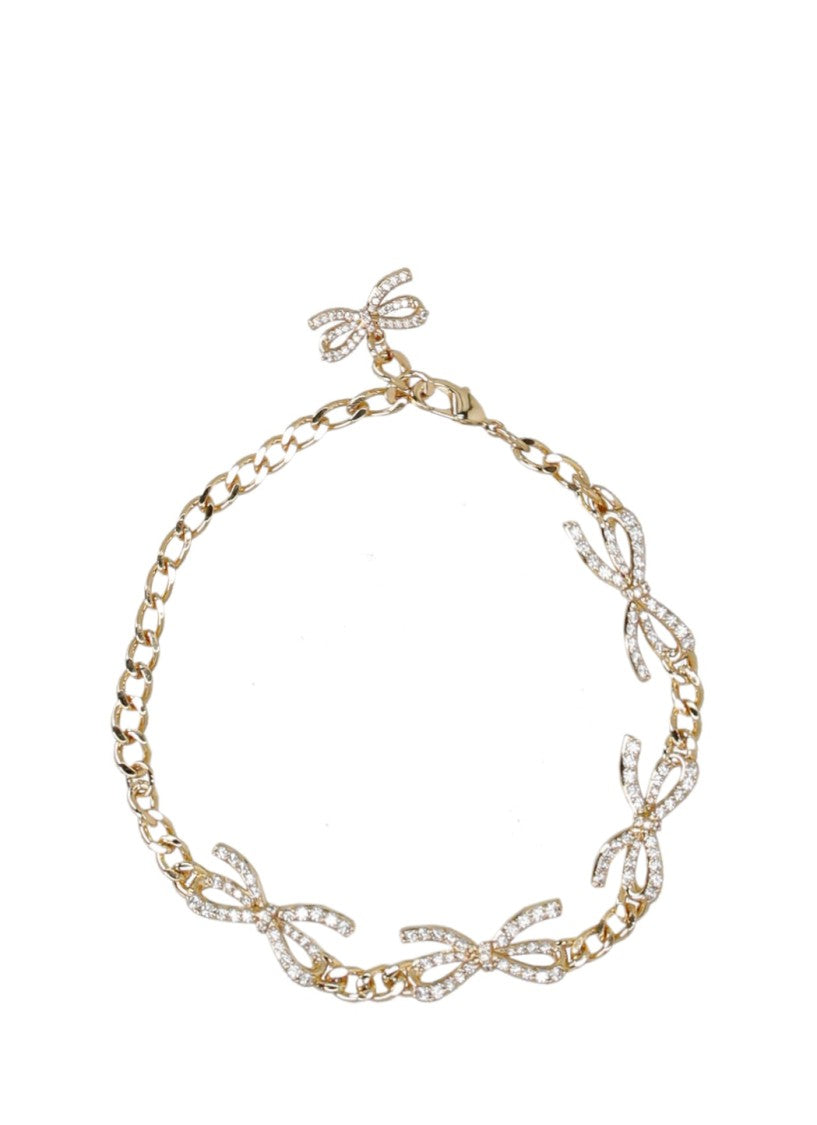 Self-Portrait Gold-Plated Brass Bracelet With Crystal Bow Motifs