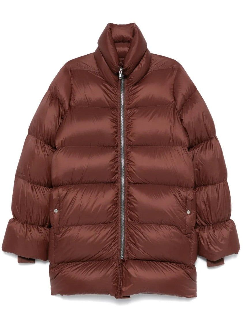 Rick Owens Quilted Red Nylon Puffer Coat