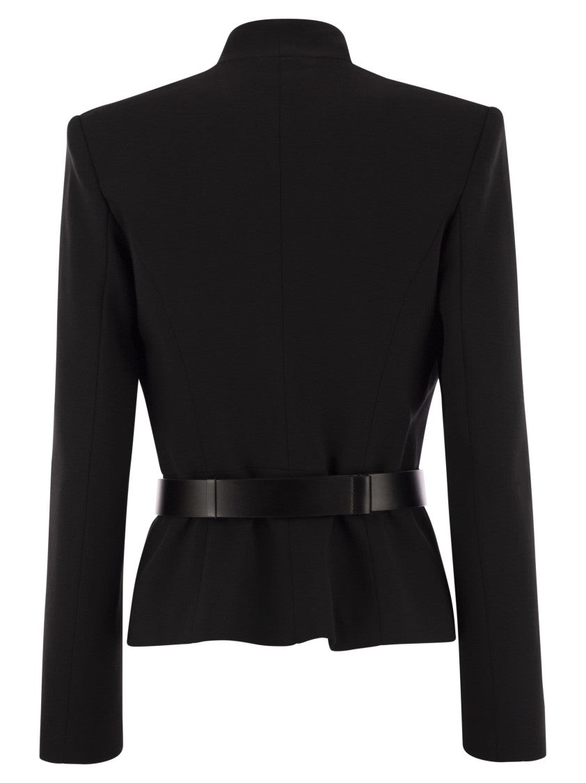 Elisabetta Franchi Crepe Jacket With Satin Lapels