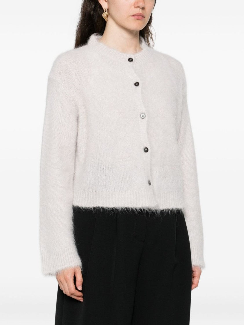 Antonelli Fuzzy Cropped Cardigan With Ribbed Details