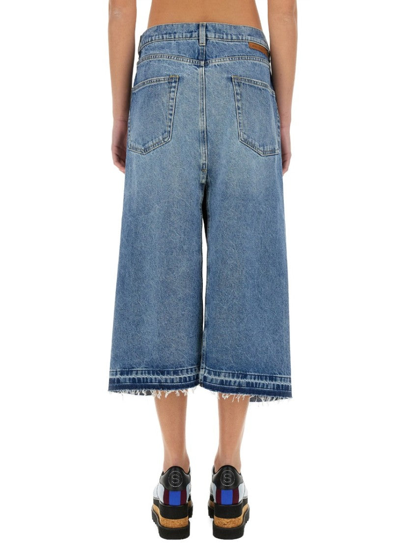 Stella Mccartney Denim Skirt With Contrasting Panel