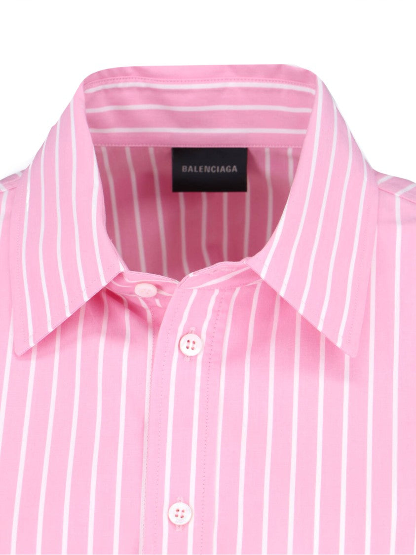 Balenciaga Pink Cotton Poplin Striped Shirt