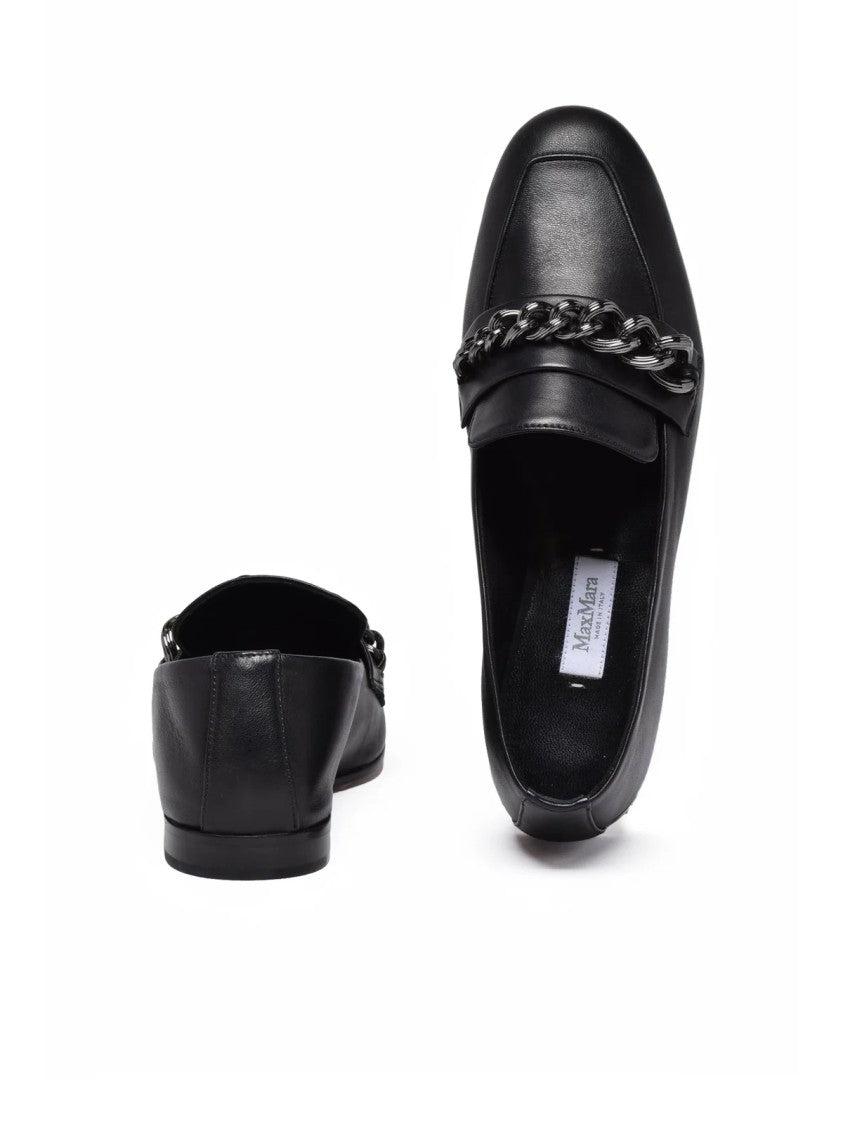 Max Mara Black Leather Lily Loafers