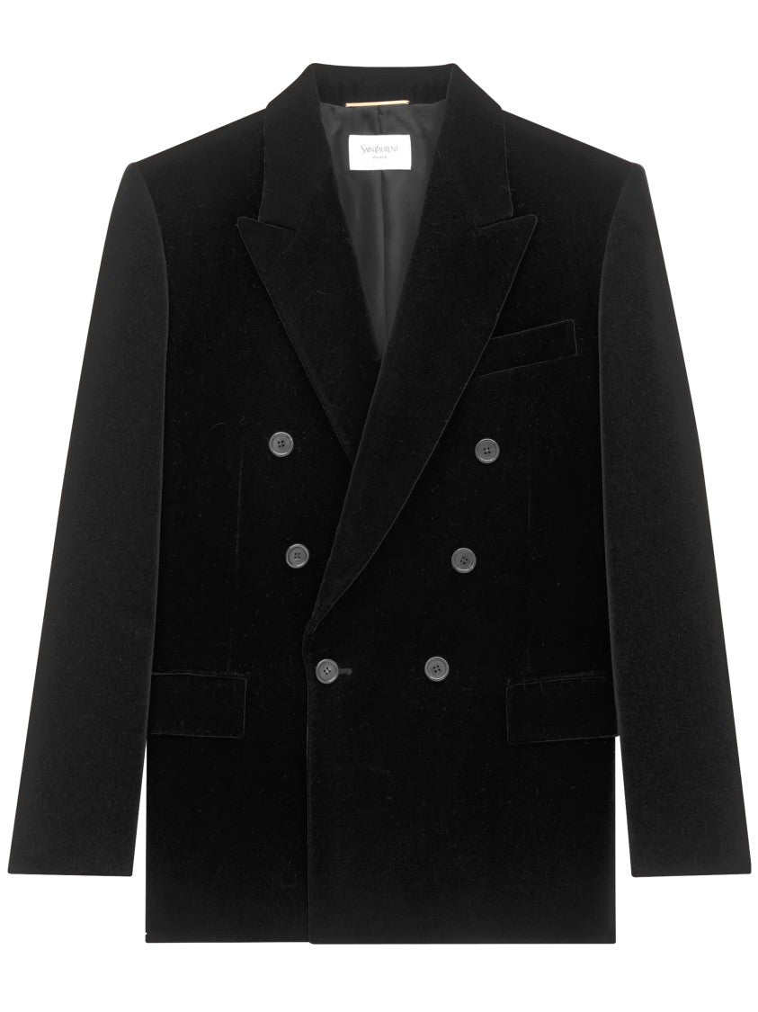 Saint Laurent Black Blazer Double-Breasted Velvet Blazer