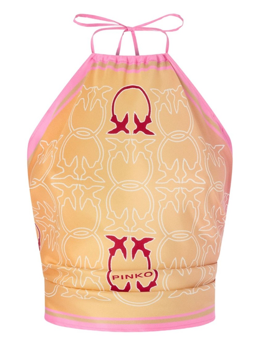 Pinko Gradient Halter Top With Playful Knot Closure