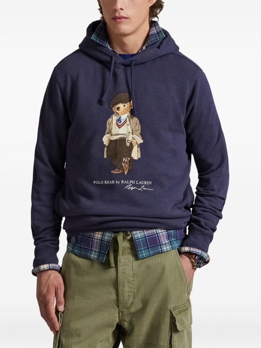 Polo Ralph Lauren Navy Graphic Bear Hoodie With Drawstring