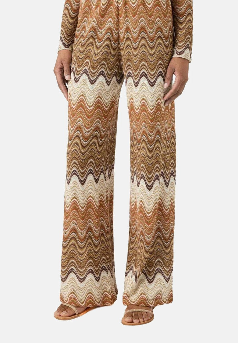 Mc2 Saint Barth Wavy Multicolored Patterned Wide-Leg Pants